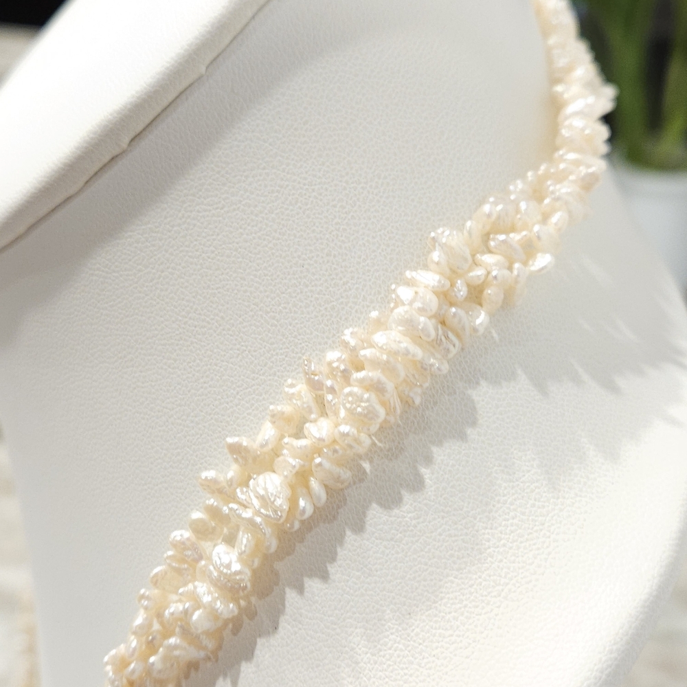 Vintage Pearl Necklace Genuine Freshwater Pearl 30" Beaded Multistrand Cream - Picture 14 of 16